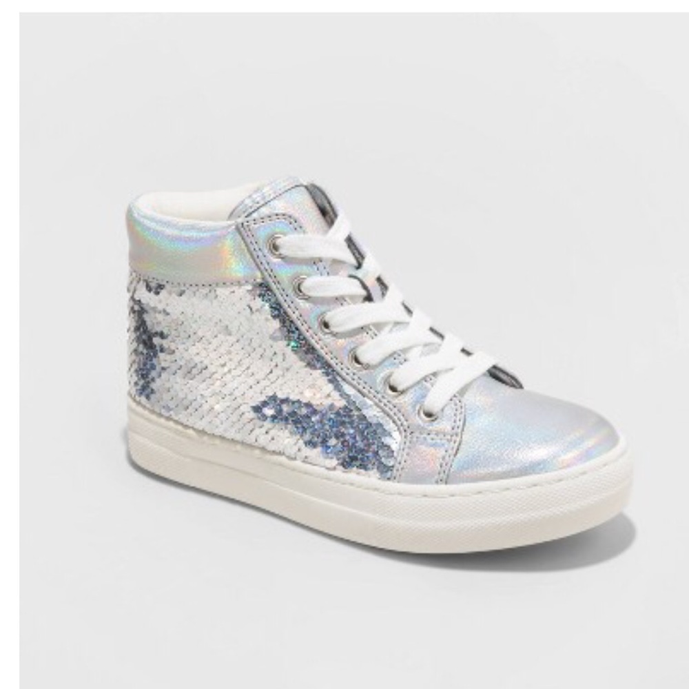 Cat jack flip sequin holographic sneakers size 4